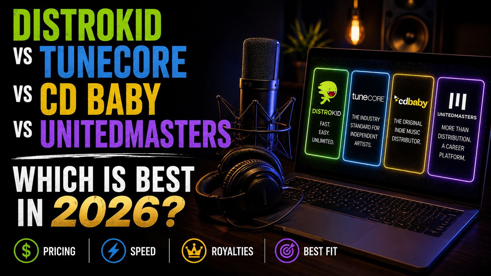 DistroKid vs TuneCore vs CD Baby comparison 2026